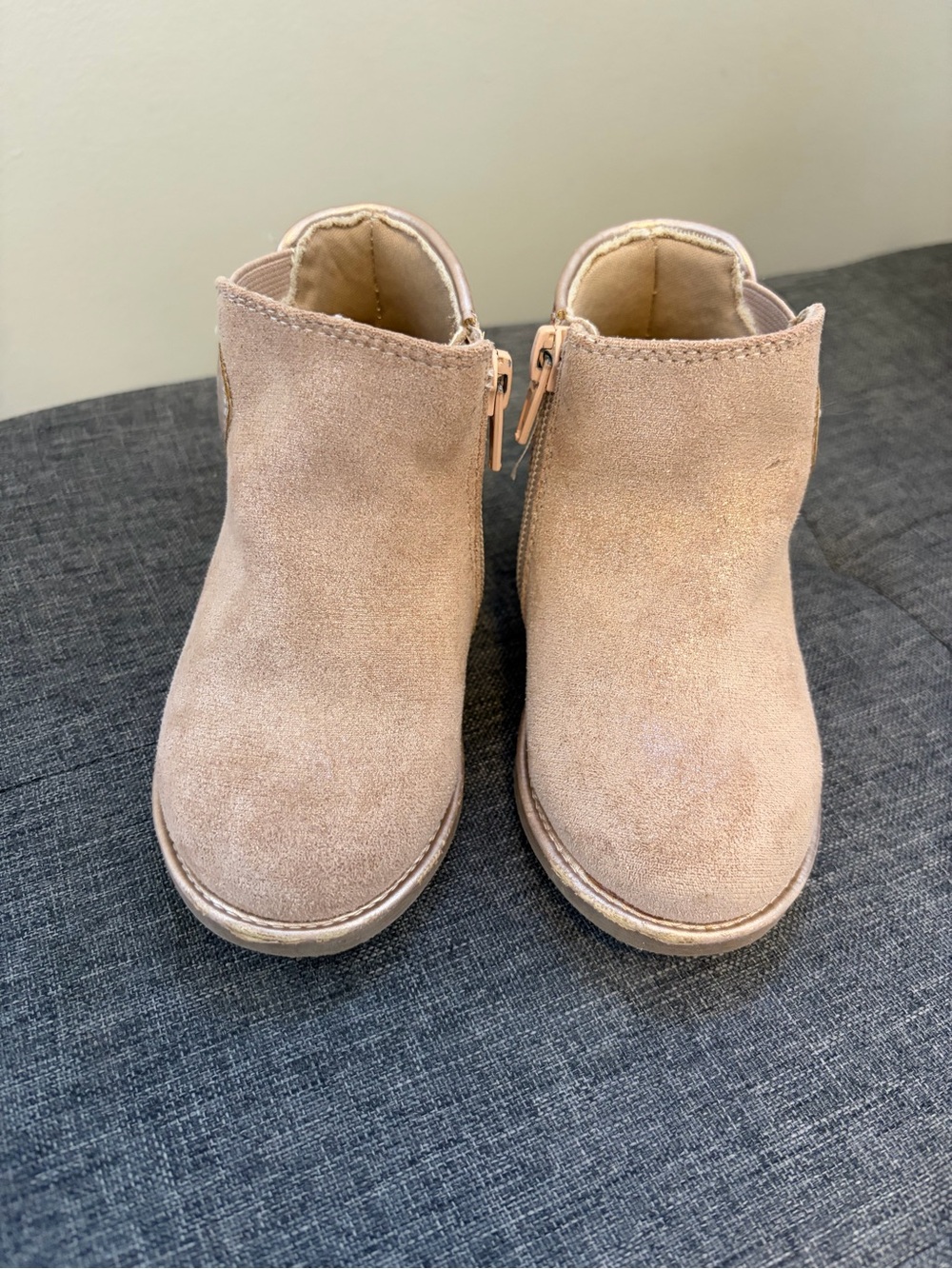 Maggie & Zoe Girls Suede Side-Zip Ankle Boots - Blush Tan